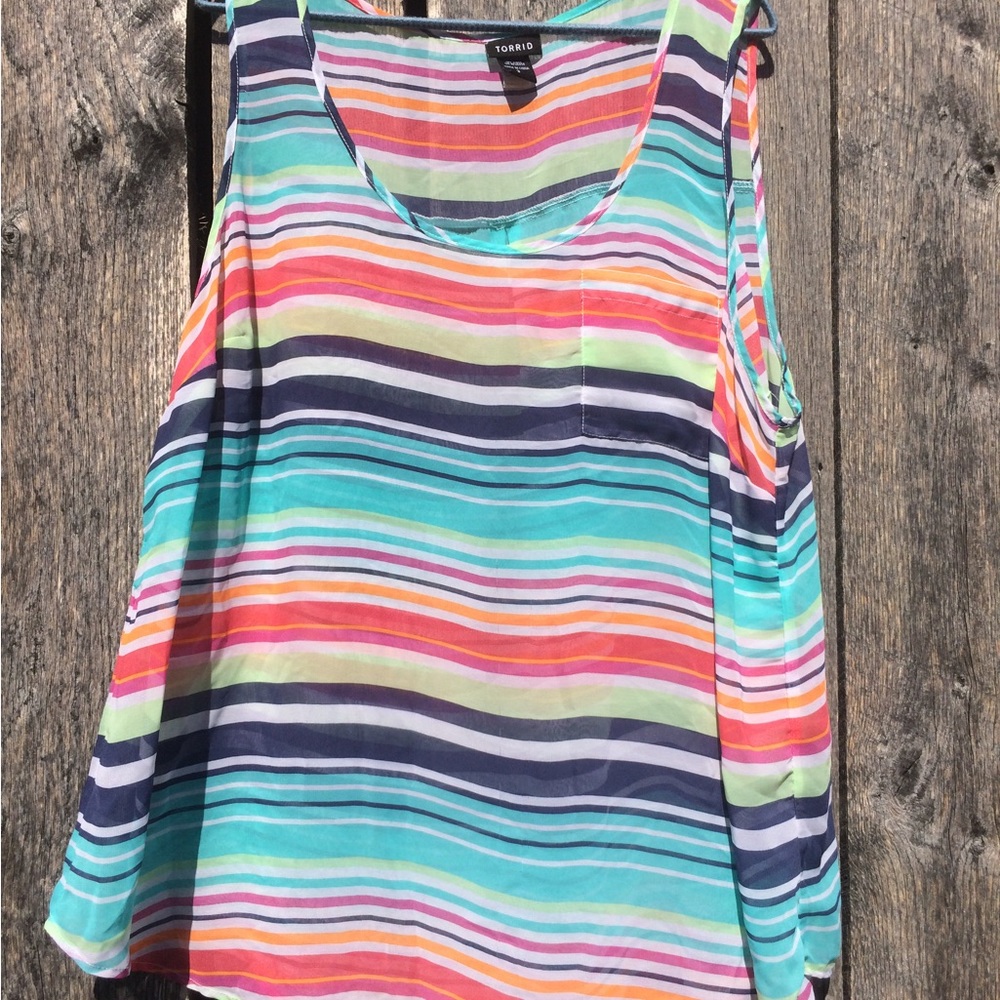 Torrid Striped Shear Tank Top - Picture 2 of 11